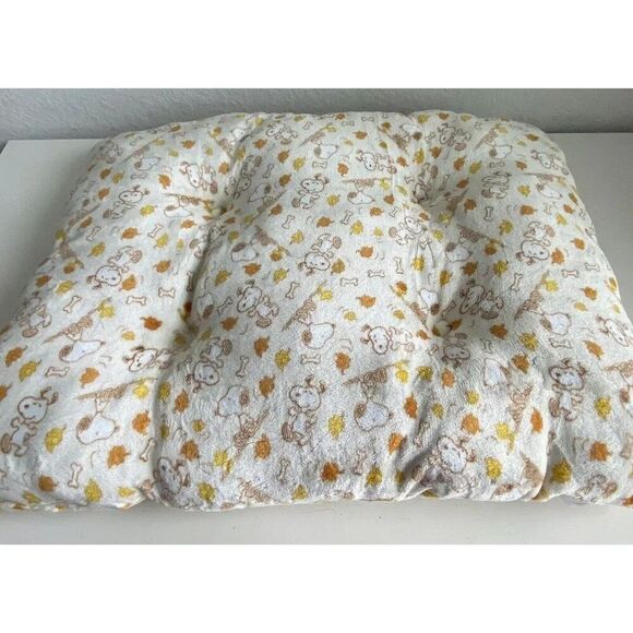 PEANUTS SNOOPY Pillow Cozy Pet BED Super Soft Beige Autumn Fall Leaves Bones NEW - Picture 13 of 16